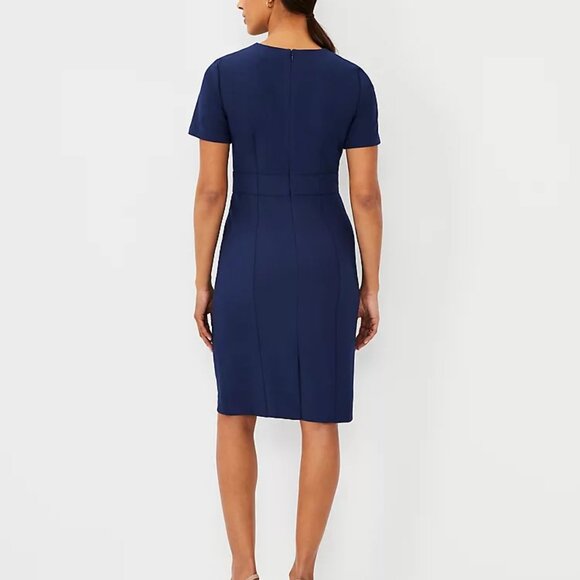 NWT Ann Taylor Short Sleeve Sheath Dress | Blue | 10 Petite - Picture 2 of 9